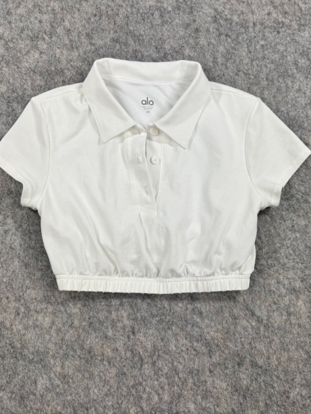 Alo Yoga Womens Crop Top Polo Shirt White Sz XS Preppy